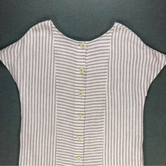 Madewell Linen Shirt Dress Womens Size Small Pink White Stripe Button Back Mini - Picture 8 of 15